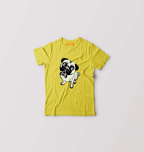 Pug Dog Kids T-Shirt for Boy/Girl-Yellow-Ektarfa.online