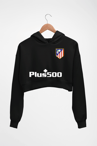 Atletico Madrid 2021-22 Crop HOODIE FOR WOMEN-Black-Ektarfa.online
