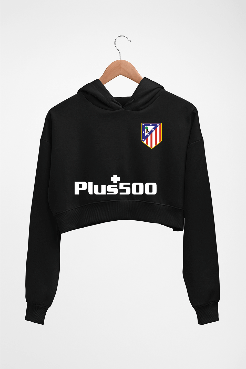 Atletico Madrid 2021-22 Crop HOODIE FOR WOMEN-Black-Ektarfa.online