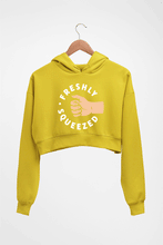 Load image into Gallery viewer, Orange Cassidy - Freshly Squeezed Crop HOODIE FOR WOMEN-Mustar Yellow-Ektarfa.online
