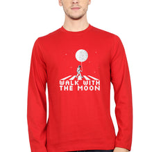 Load image into Gallery viewer, Moon Space Full Sleeves T-Shirt for Men-S(38 Inches)-Red-Ektarfa.online
