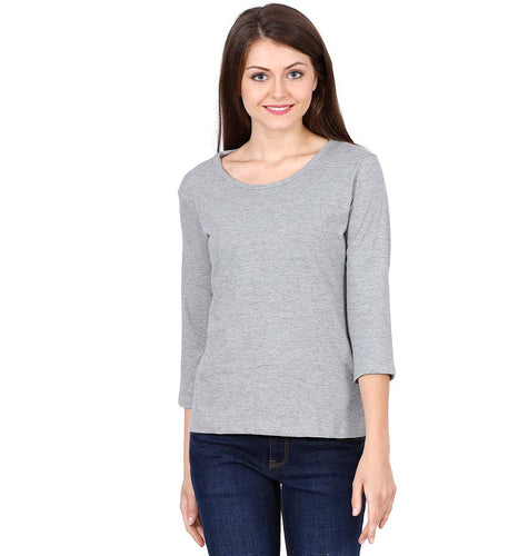 Plain Grey Full Sleeves T-Shirt for Women-ektarfa.com