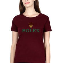 Load image into Gallery viewer, Rolex T-Shirt for Women-XS(32 Inches)-Maroon-Ektarfa.online
