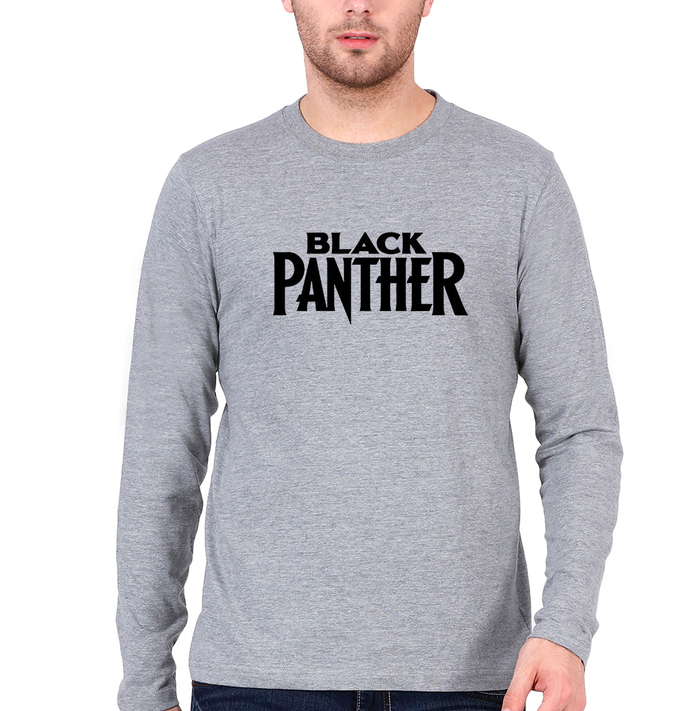 Black Panther Superhero Full Sleeves T-Shirt for Men-Grey Melange-Ektarfa.online