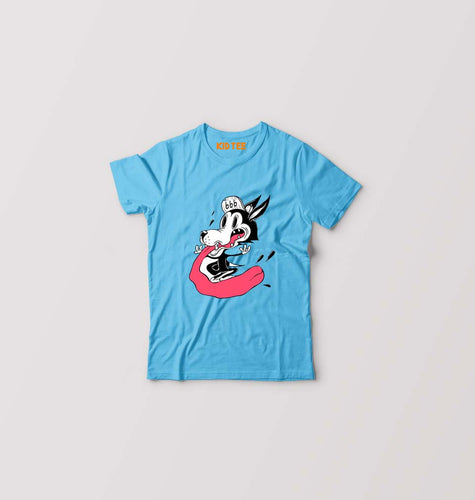 Funny Wolf Kids T-Shirt for Boy/Girl-Light Blue-Ektarfa.online