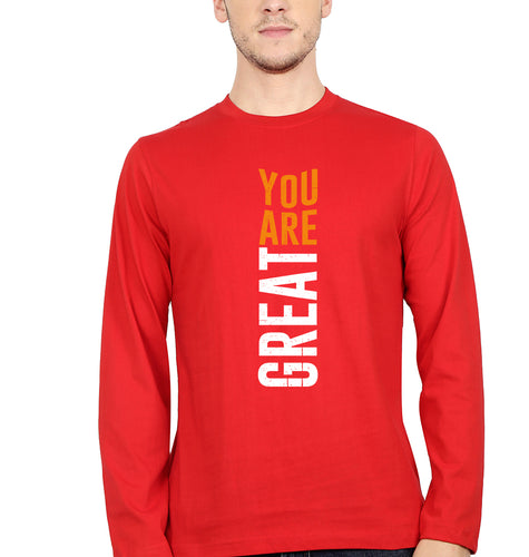 You Are Great Full Sleeves T-Shirt for Men-Red-Ektarfa.online