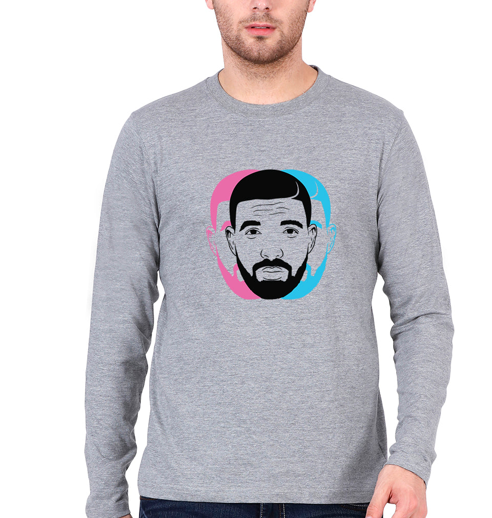 Drake Full Sleeves T-Shirt for Men-S(38 Inches)-Grey Melange-Ektarfa.online