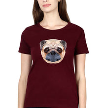 Load image into Gallery viewer, Pug Dog T-Shirt for Women-XS(32 Inches)-Maroon-Ektarfa.online
