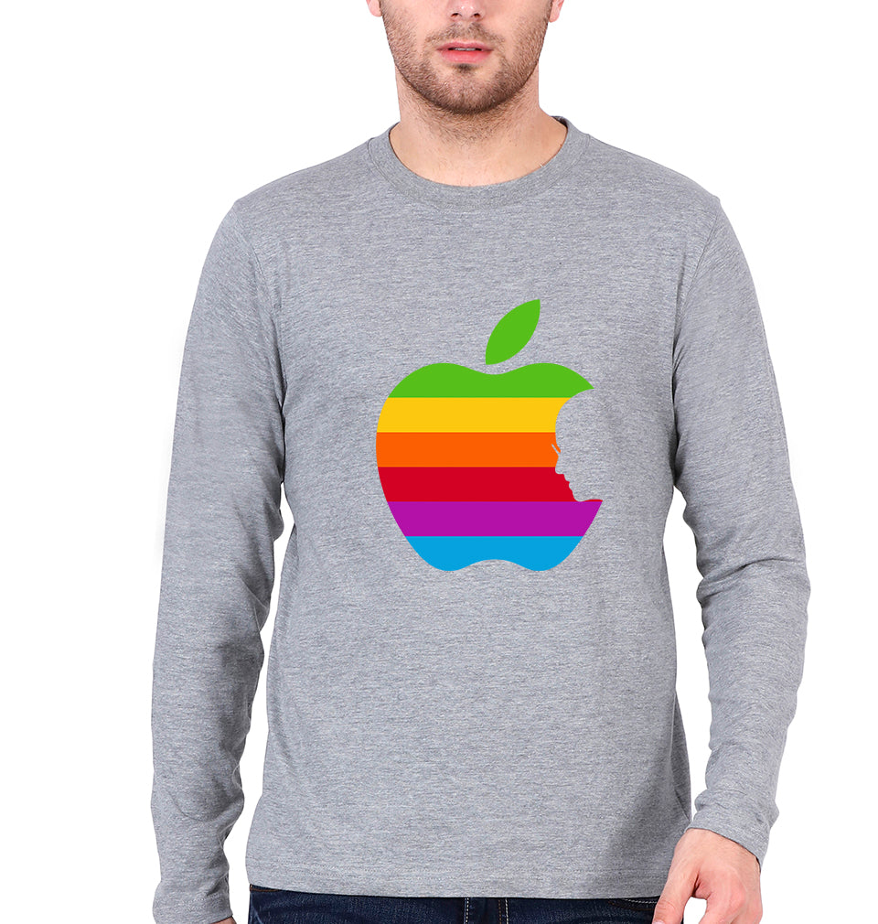 Steve Jobs Apple Full Sleeves T-Shirt for Men-Grey Melange-Ektarfa.online