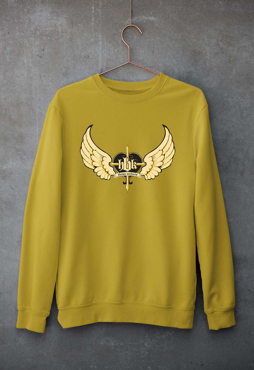 Shawn Michaels - HBK (WWE) Unisex Sweatshirt for Men/Women-Mustard Yellow-Ektarfa.online
