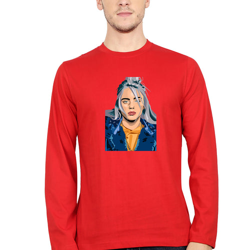 Billie Eilish Full Sleeves T-Shirt for Men-Red-Ektarfa.online