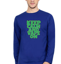 Load image into Gallery viewer, keep calm and vape on Full Sleeves T-Shirt for Men-S(38 Inches)-Royal Blue-Ektarfa.online
