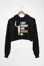 Load image into Gallery viewer, Love Cricket Crop HOODIE FOR WOMEN-Black-Ektarfa.online
