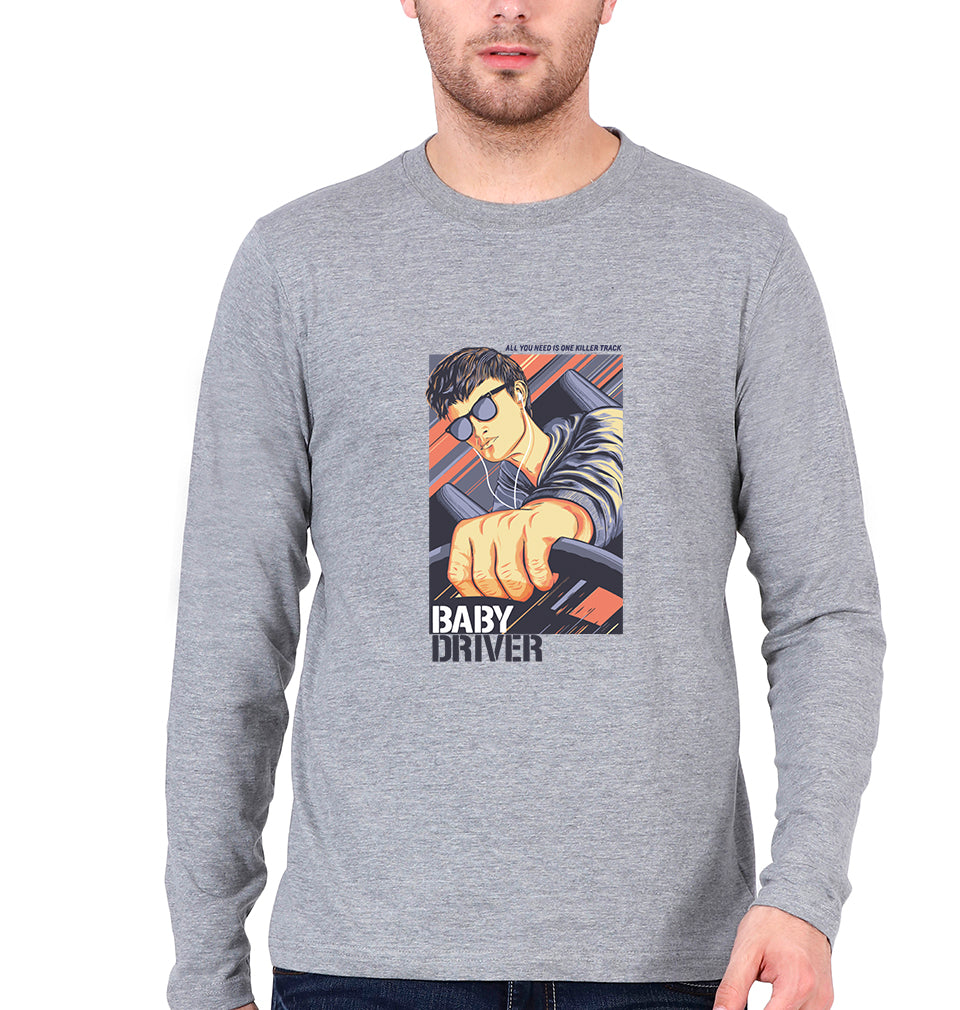 Baby Driver Full Sleeves T-Shirt for Men-Grey Melange-Ektarfa.online
