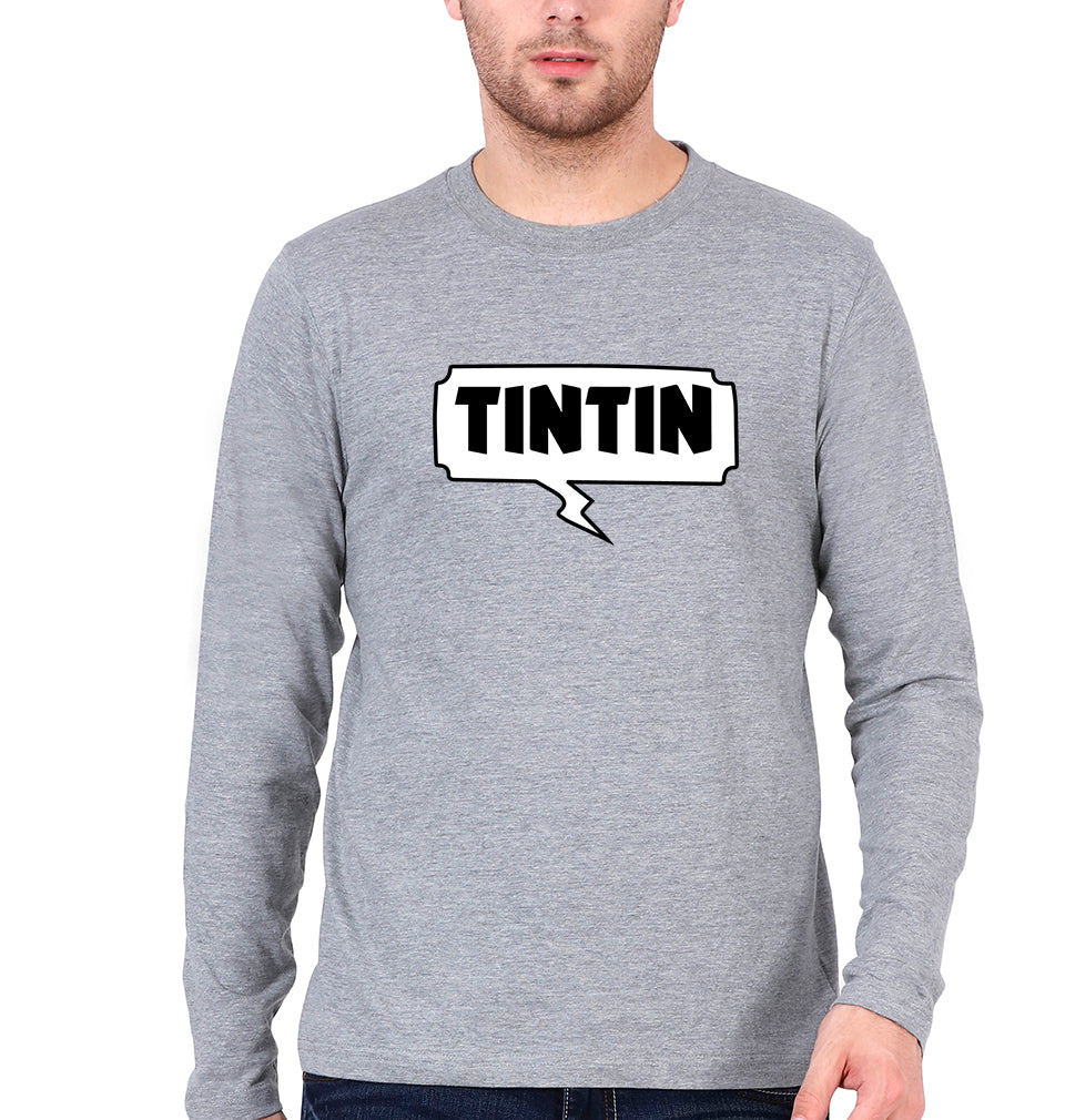 Tintin Full Sleeves T-Shirt for Men-Grey Melange-Ektarfa.online