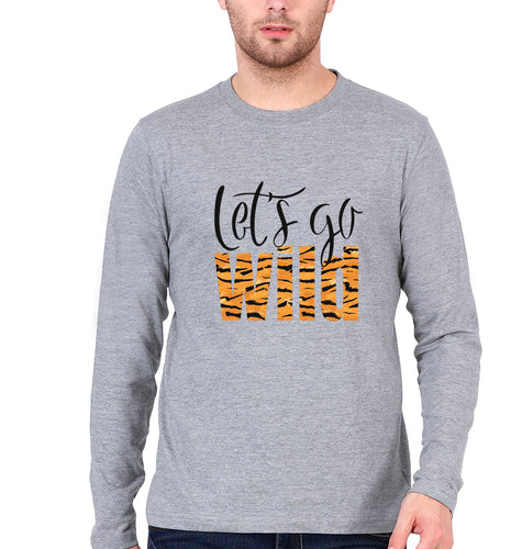 Lets Go Wild Full Sleeves T-Shirt for Men-Grey Melange-Ektarfa.online