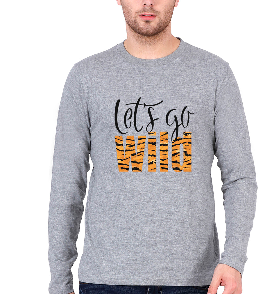 Lets Go Wild Full Sleeves T-Shirt for Men-Grey Melange-Ektarfa.online