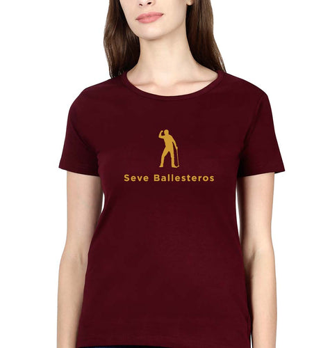 Seve Ballesteros Golf T-Shirt for Women-Maroon-Ektarfa.online