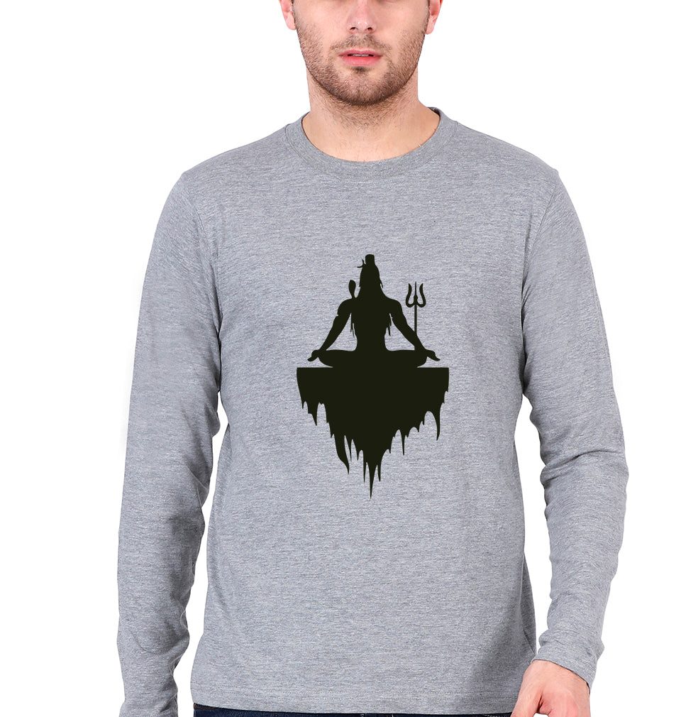 Mahakal Mahadev Bholenath Shiva Shivji Full Sleeves T-Shirt for Men-Grey Melange-Ektarfa.online
