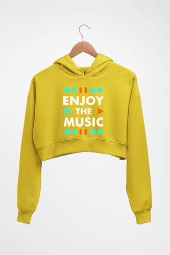 Music Crop HOODIE FOR WOMEN-Mustard Yellow-Ektarfa.online
