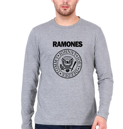 Ramones Full Sleeves T-Shirt for Men-Grey Melange-Ektarfa.online