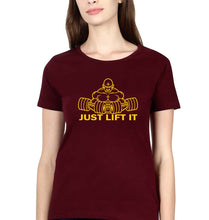 Load image into Gallery viewer, Gym Lift T-Shirt for Women-XS(32 Inches)-Maroon-Ektarfa.online
