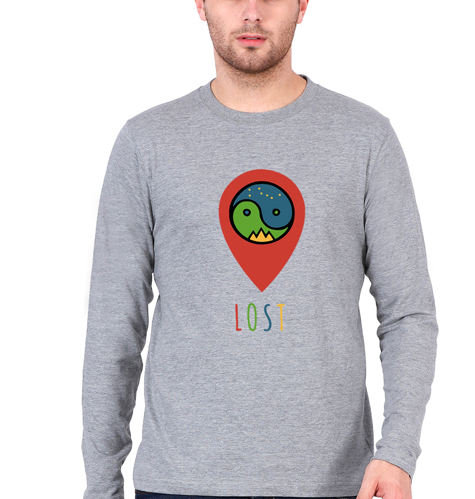 Travel Lost Full Sleeves T-Shirt for Men-Grey Melange-Ektarfa.online