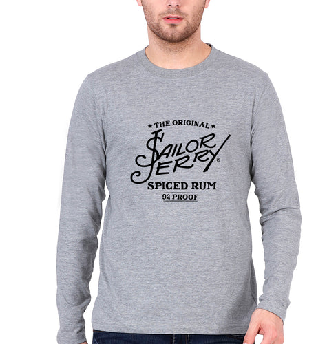 Sailor-Jerry Full Sleeves T-Shirt for Men-Grey Melange-Ektarfa.online