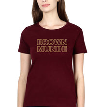 Load image into Gallery viewer, BROWN MUNDE T-Shirt for Women-XS(32 Inches)-Maroon-Ektarfa.online
