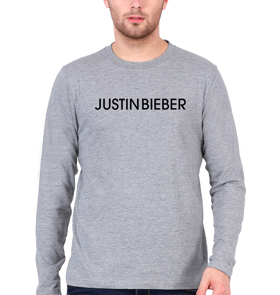 Justin Bieber Full Sleeves T-Shirt for Men-Grey Melange-Ektarfa.online