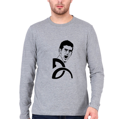 Novak Djokovic Full Sleeves T-Shirt for Men-Grey Melange-Ektarfa.online