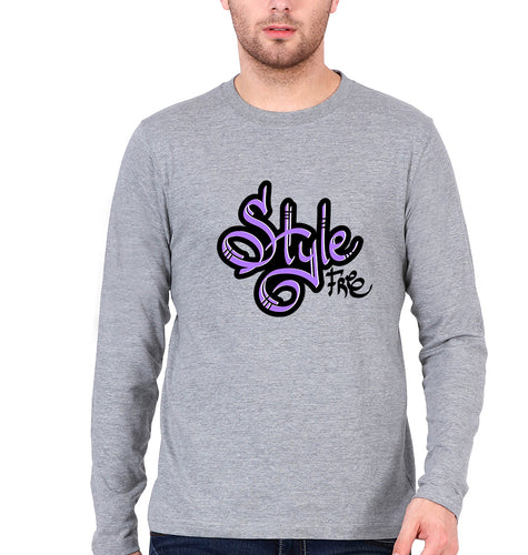 Graffiti Full Sleeves T-Shirt for Men-Grey Melange-Ektarfa.online