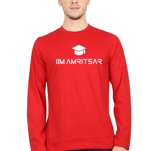 IIM Amritsar Full Sleeves T-Shirt for Men-S(38 Inches)-Red-Ektarfa.online