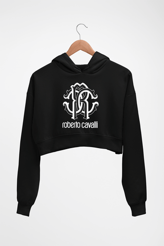 Roberto Cavalli Crop HOODIE FOR WOMEN-Black-Ektarfa.online