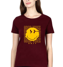Load image into Gallery viewer, Good Vibes Emoji T-Shirt for Women-Maroon-Ektarfa.online
