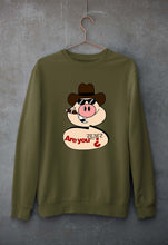 Load image into Gallery viewer, Pig Funny Unisex Sweatshirt for Men/Women-S(40 Inches)-Olive Green-Ektarfa.online
