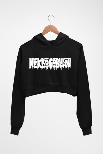 Nekrogoblikon Crop HOODIE FOR WOMEN-Black-Ektarfa.online