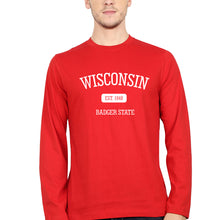Load image into Gallery viewer, Varsity Wisconsin Full Sleeves T-Shirt for Men-red-Ektarfa.online
