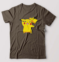 Load image into Gallery viewer, Pikachu T-Shirt for Men-S(38 Inches)-Olive Green-Ektarfa.online
