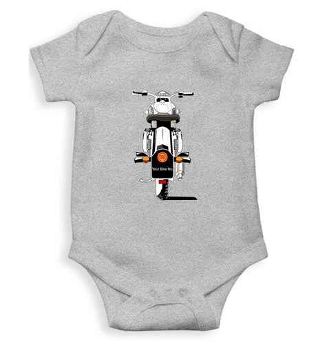 Royal Enfield - Bullet With Number Kids Romper Kids Romper For Baby Boy/Girl-0-5 Months(18 Inches)-Grey-Ektarfa.online