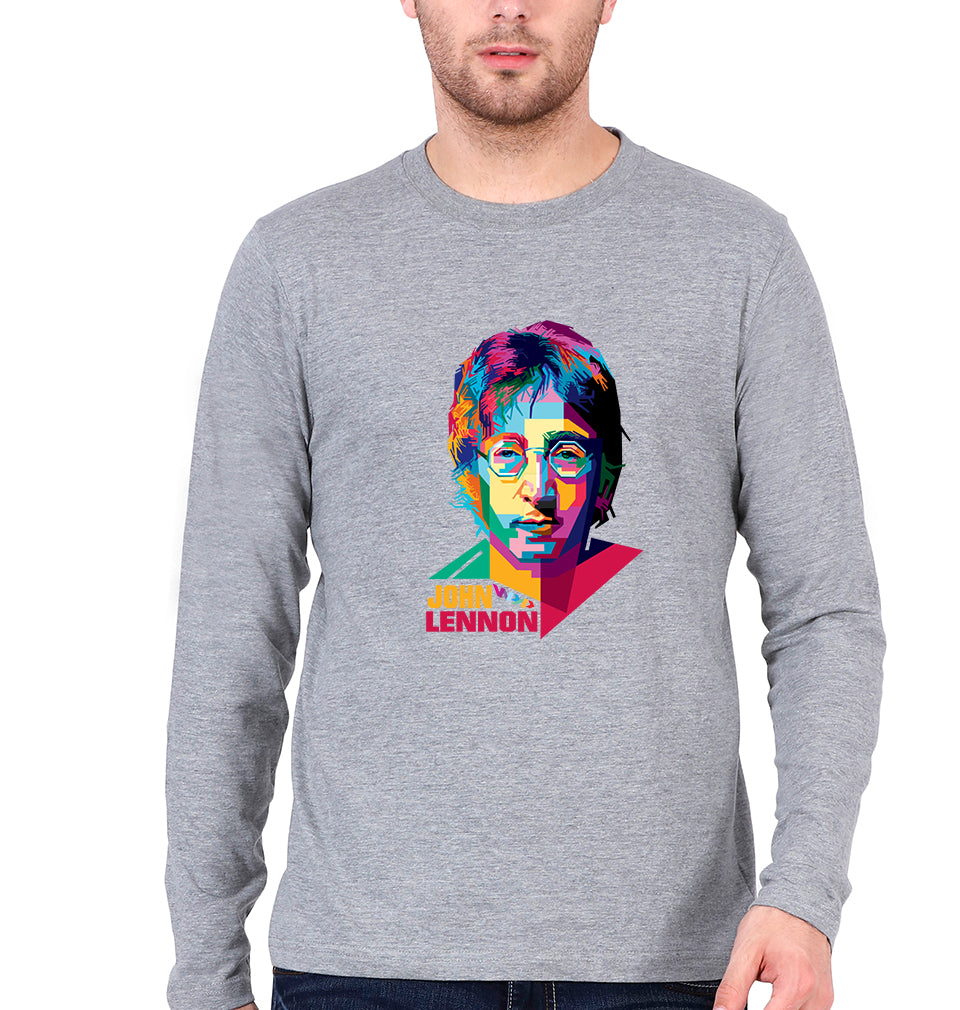 John Lennon Full Sleeves T-Shirt for Men-Grey Melange-Ektarfa.online