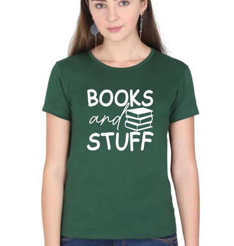 Books T-Shirt for Women-Dark Green-Ektarfa.online