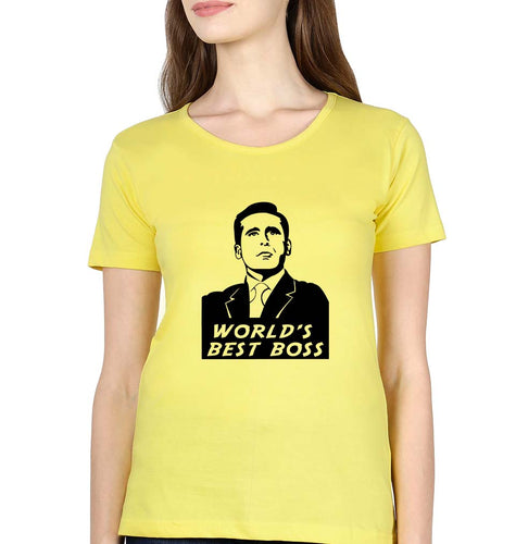 Michael Scott Best Boss T-Shirt for Women-Yellow-Ektarfa.online