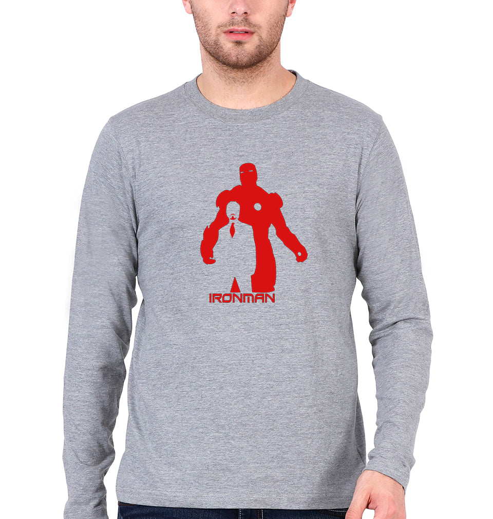 Iron Man Full Sleeves T-Shirt for Men-Grey Melange-Ektarfa.online