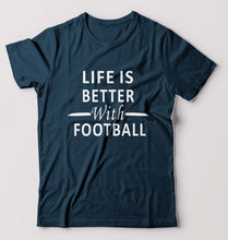 Load image into Gallery viewer, Life Football T-Shirt for Men-S(38 Inches)-Petrol Blue-Ektarfa.online

