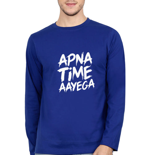 Apna Time Aayega Full Sleeves T-Shirt for Men-Royal Blue-Ektarfa.online