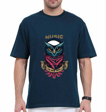 Load image into Gallery viewer, Owl Music Oversized T-Shirt for Men-Petrol Blue-Ektarfa.online
