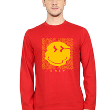 Load image into Gallery viewer, Good Vibes Emoji Full Sleeves T-Shirt for Men-Red-Ektarfa.online
