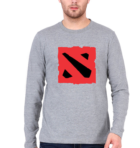 Dota Full Sleeves T-Shirt for Men-Grey Melange-Ektarfa.online