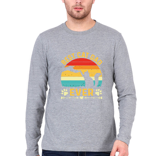 Cat Dad Full Sleeves T-Shirt for Men-Grey Melange-Ektarfa.online